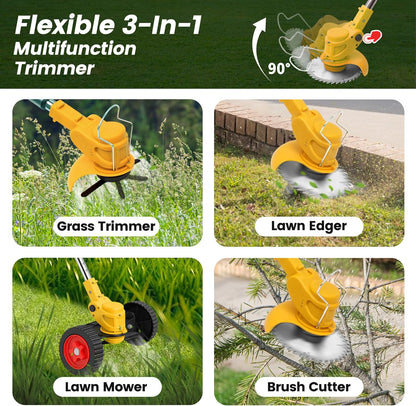 3 In 1 Cordless Grass Trimmer, Weed Eater and Edger